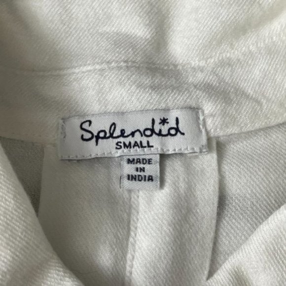 Splendid Womens Cotton Blend Button Down Shirt Size Small White Black Striped - Picture 7 of 9